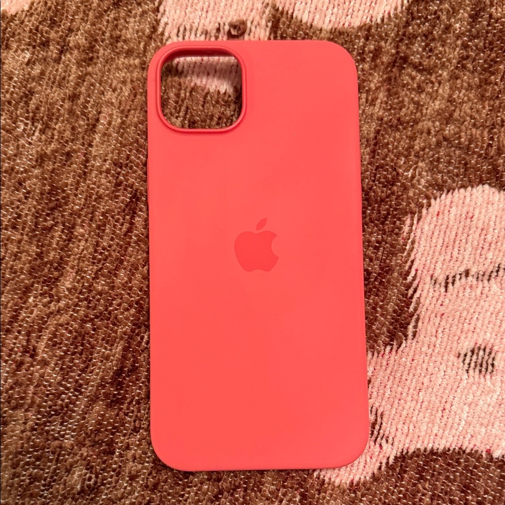 Apple Red Silicone iPhone Case. iPhone 15 plus